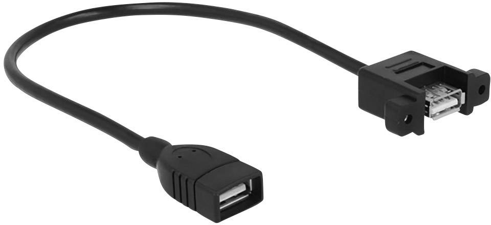 A black USB extension cable with a USB-A plug on one side and a USB-A socket on the other.