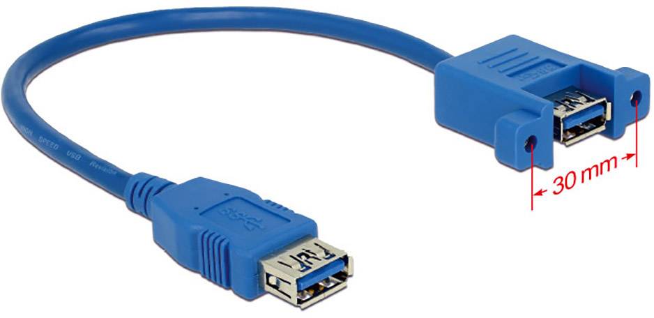 Delock USB cable USB 3.2 1st Gen USB-A socket, USB-A socket 0.25 m Blue threaded 85111-1