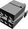 Grey 3D model of an electrical connector with four circular terminals and a rectangular housing.