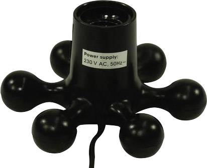 Black device for power supply with six arms. Labelled 'Power supply: 230 V AC, 50 Hz'.