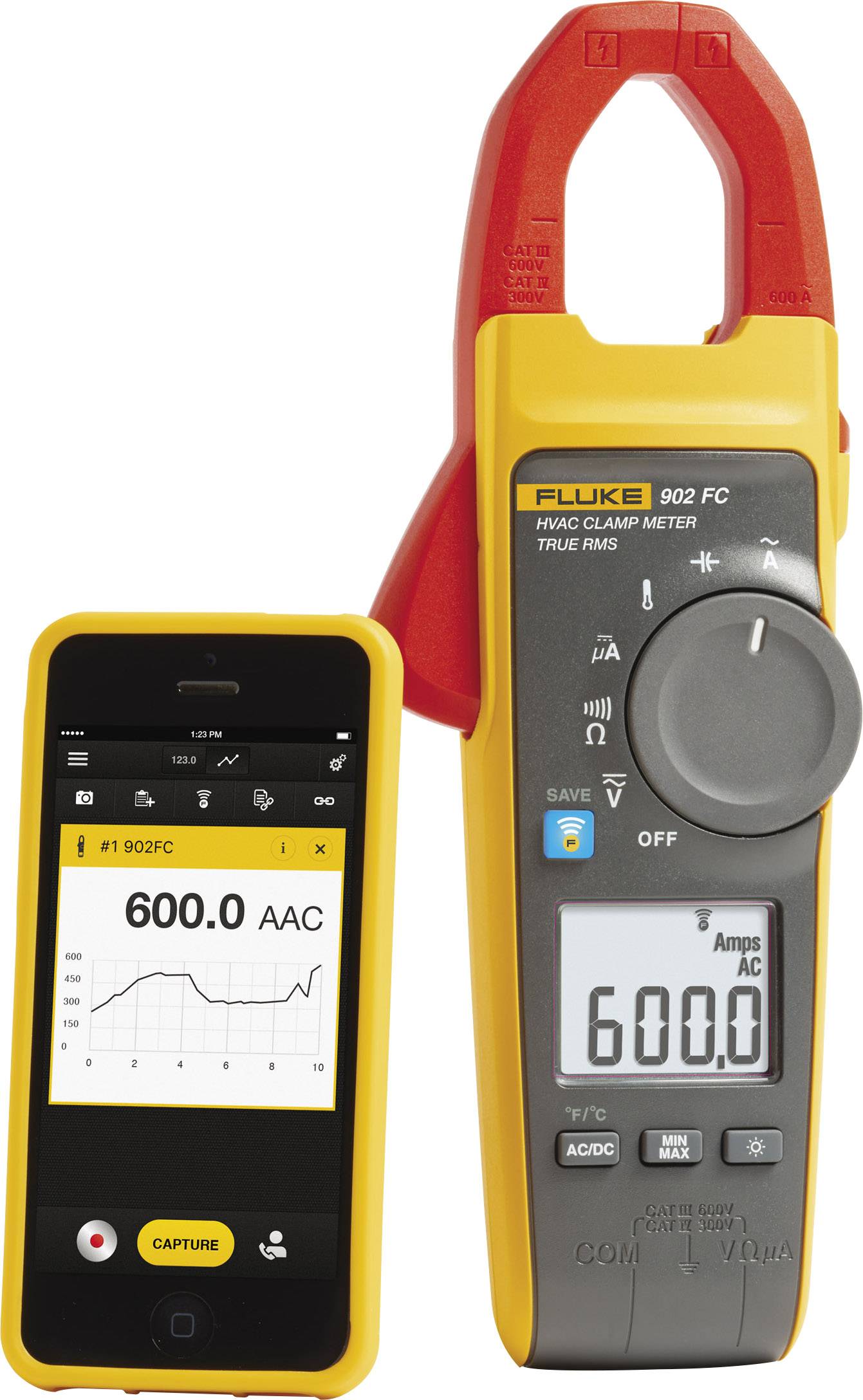 Fluke 902 FC Clamp meter, Handheld multimeter Digital CAT III 600 V, CAT IV 300 V Display (counts): 6000