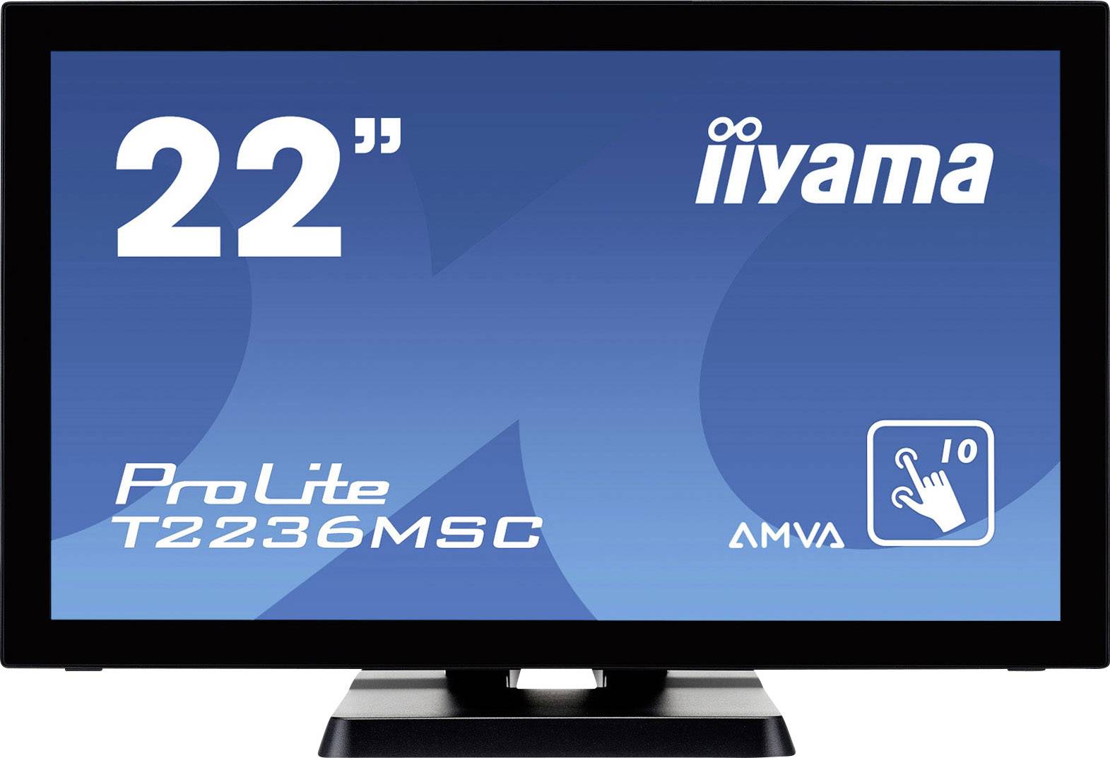 Iiyama ProLite T2236MSC Touchscreen EEC: B (A+++ - D) 55.9 cm (22 inch) 1920 x 1080 p 16:9 8 ms USB 3.0, VGA, DVI, HDMI™ AMVA LED