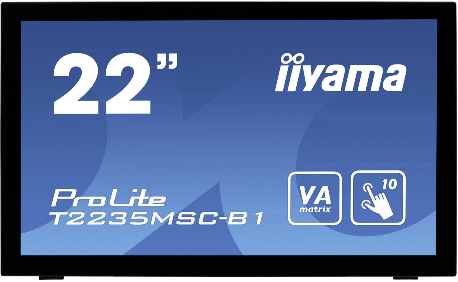 Iiyama T2235MSC-B1 Touchscreen 54.6 cm (21.5 inch) 1920 x 1080 p 16:9 6 ms USB, VGA, DVI, DisplayPort VA LED