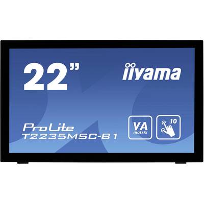 Iiyama T2235MSC-B1 Touchscreen 54.6 cm (21.5 inch) 1920 x 1080 p 16:9 6 ms USB, VGA, DVI, DisplayPort VA LED