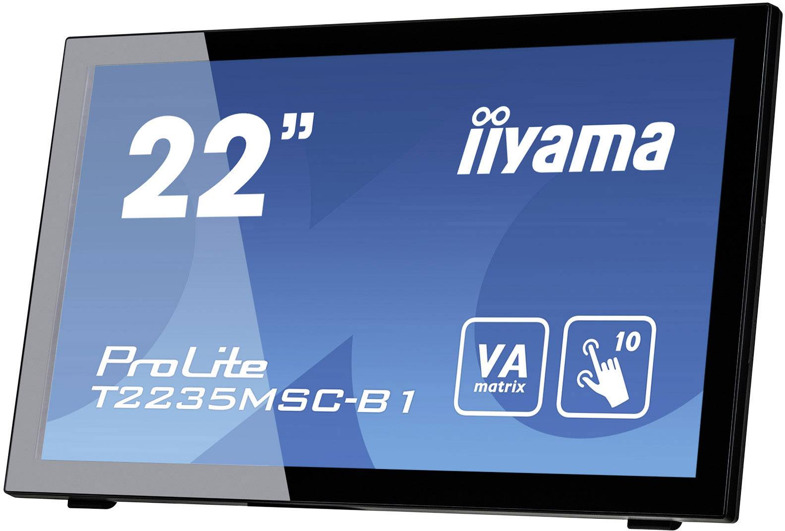 Iiyama T2235MSC-B1 Touchscreen EEC: F (A - G) 54.6 cm (21.5 inch) 1920 x 1080 p 16:9 6 ms USB, VGA, DVI, DisplayPort VA -1