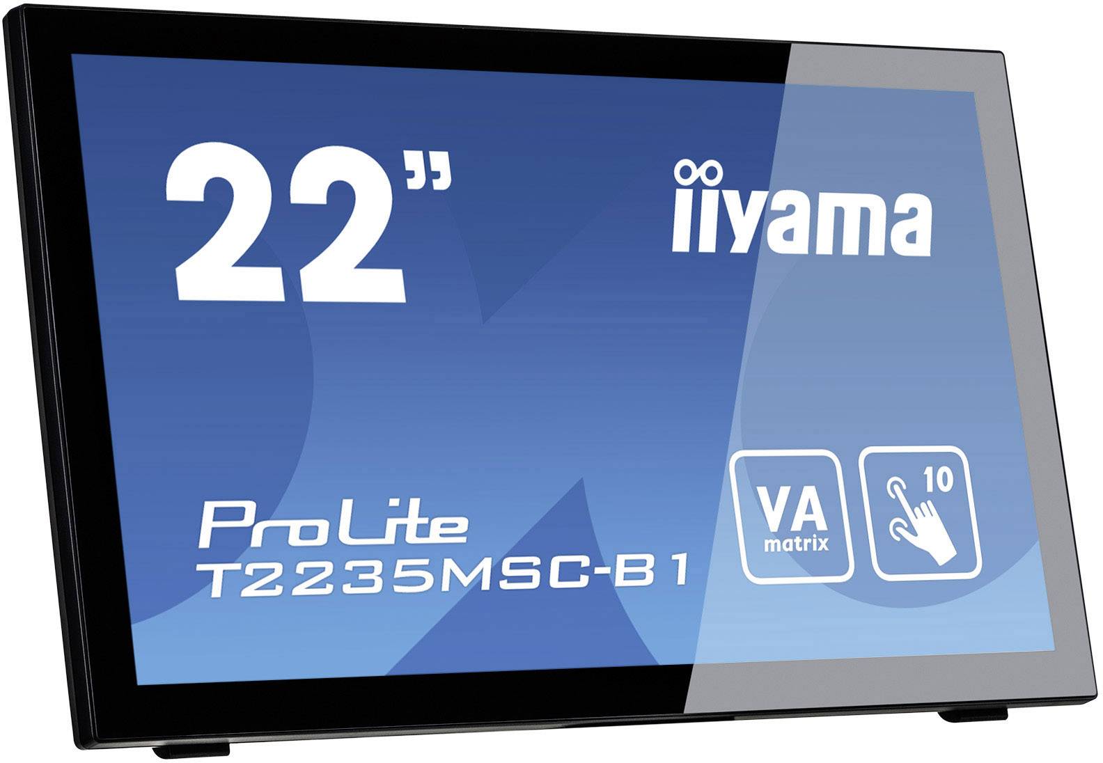 Iiyama T2235MSC-B1 Touchscreen EEC: F (A - G) 54.6 cm (21.5 inch) 1920 x 1080 p 16:9 6 ms USB, VGA, DVI, DisplayPort VA -2