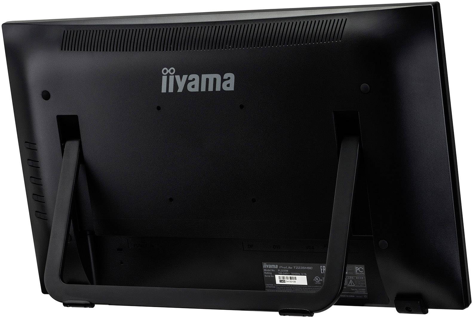 Iiyama T2235MSC-B1 Touchscreen EEC: F (A - G) 54.6 cm (21.5 inch) 1920 x 1080 p 16:9 6 ms USB, VGA, DVI, DisplayPort VA -8