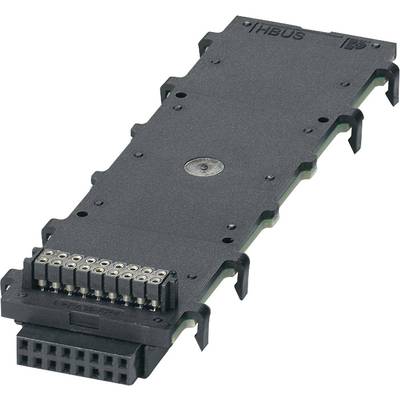 Electronic component with multiple connectors, rectangular in shape, used for electronic connections in devices.