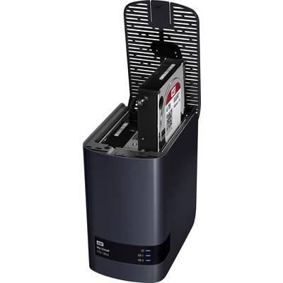 External hard drive with opened cover, showing an inserted internal hard drive. Suitable for data storage and backup.