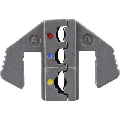 Metal cutter with three coloured markings: Red at the top, Blue in the middle, Yellow at the bottom. Two 'A' symbols on the left and right.