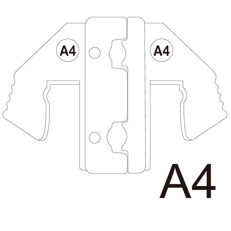 Technical drawing of a metal connector with the inscription 'A4'. The design comprises two symmetrical wings.