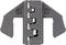 Metal clip with multiple groove sizes, marked with numbers (0.5, 1.5, 2.5) and a letter (C), presumably for cable fixation.