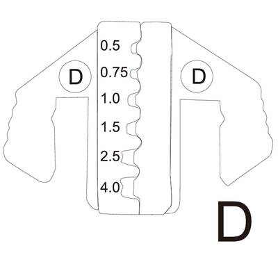 'Wire stripping pliers with scales from 0.5 to 4.0, marked with the letter D in the middle between two clamps.'