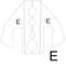 A schematic, minimalist design of an aircraft in top-down view with stylised letters 'E' in grey on a white background.