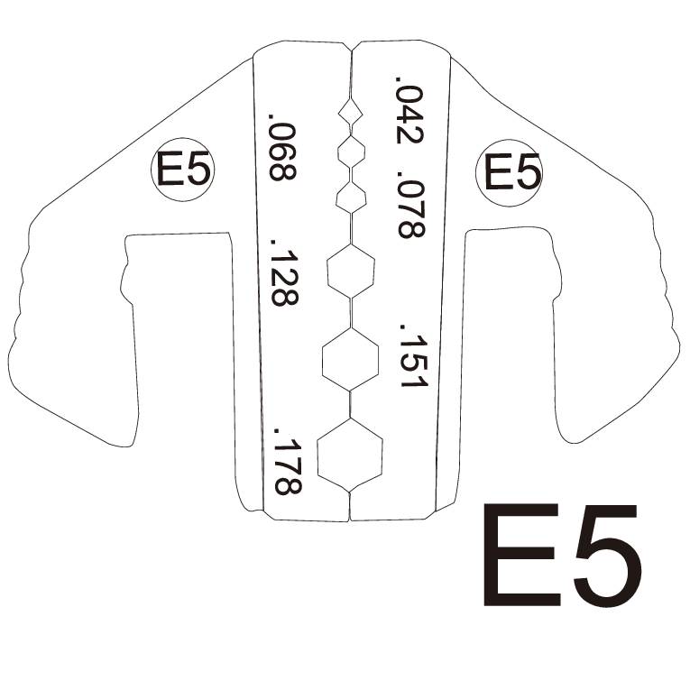 TOOLCRAFT PLE-0E5 Crimping Bits Suitable for: RG174, RG179, RG8218 Suitable for brand (pliers): TOOLCRAFT PZ-500-2