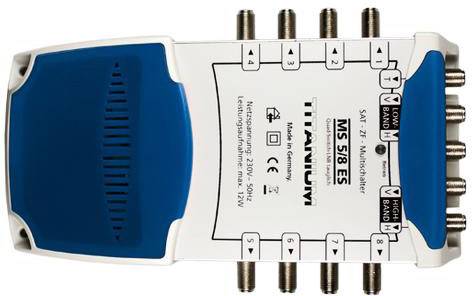 Smart MS 5/8 ES SAT multiswitch Inputs (multiswitches): 5 (4 SAT/1 terrestrial) No. of participants: 8 Quad LNB compatible