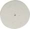 A round white polishing disc made of soft material, centrally perforated with a small hole, for use in surface polishing.