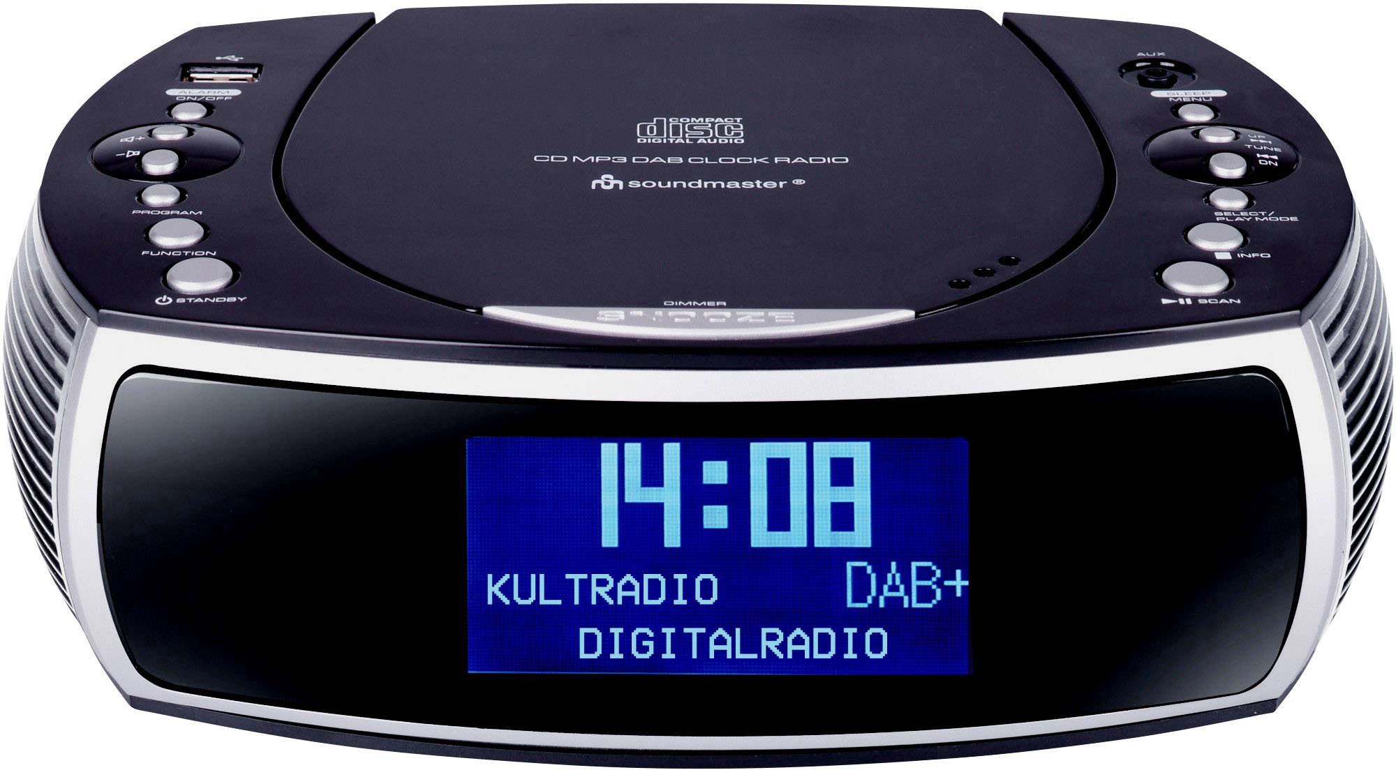 soundmaster URD470SW Radio alarm clock DAB+, FM AUX, CD, USB Black ...