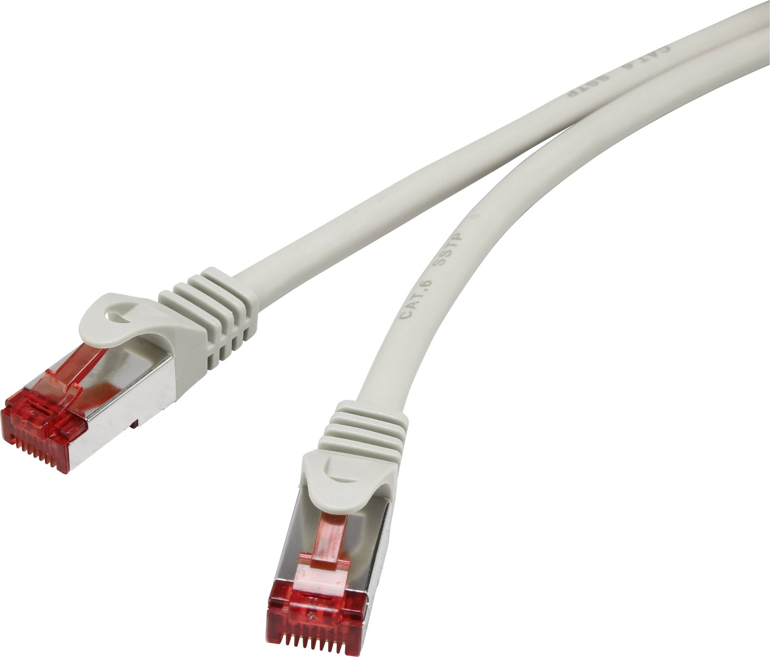 Renkforce RF-4724268 RJ45 Network cable, patch cable CAT 6 S/FTP 10.00 m Grey incl. detent, gold plated connectors, Flam