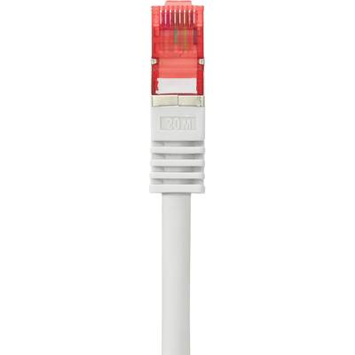 A red RJ45 network cable with a grey connector, labelled '20M', indicates a length of 20 metres.