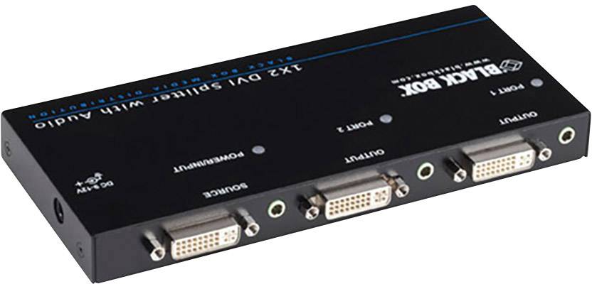 Black Box AVSP-DVI1X2 2 ports DVI splitter + audio ports, + EQ, + LED indicator lights 1080 p Black