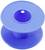 Empty blue plastic spool with medium-sized hole, suitable for storing wire or thread.