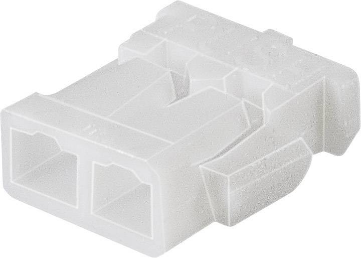 'Two-pole connector made of white plastic, rectangular in shape, suitable for electrical connections in devices.'
