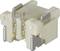 'Two-pole connector, cream-coloured housing with silver contacts, suitable for electronic circuit applications.'
