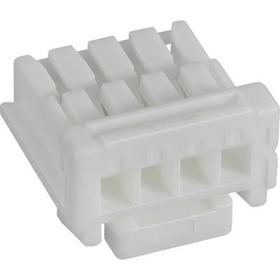 A white plastic plug with four rectangular sockets, designed for electrical connections.