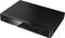Black Panasonic Blu-ray player with a sleek design. Front shows power button and disc tray.