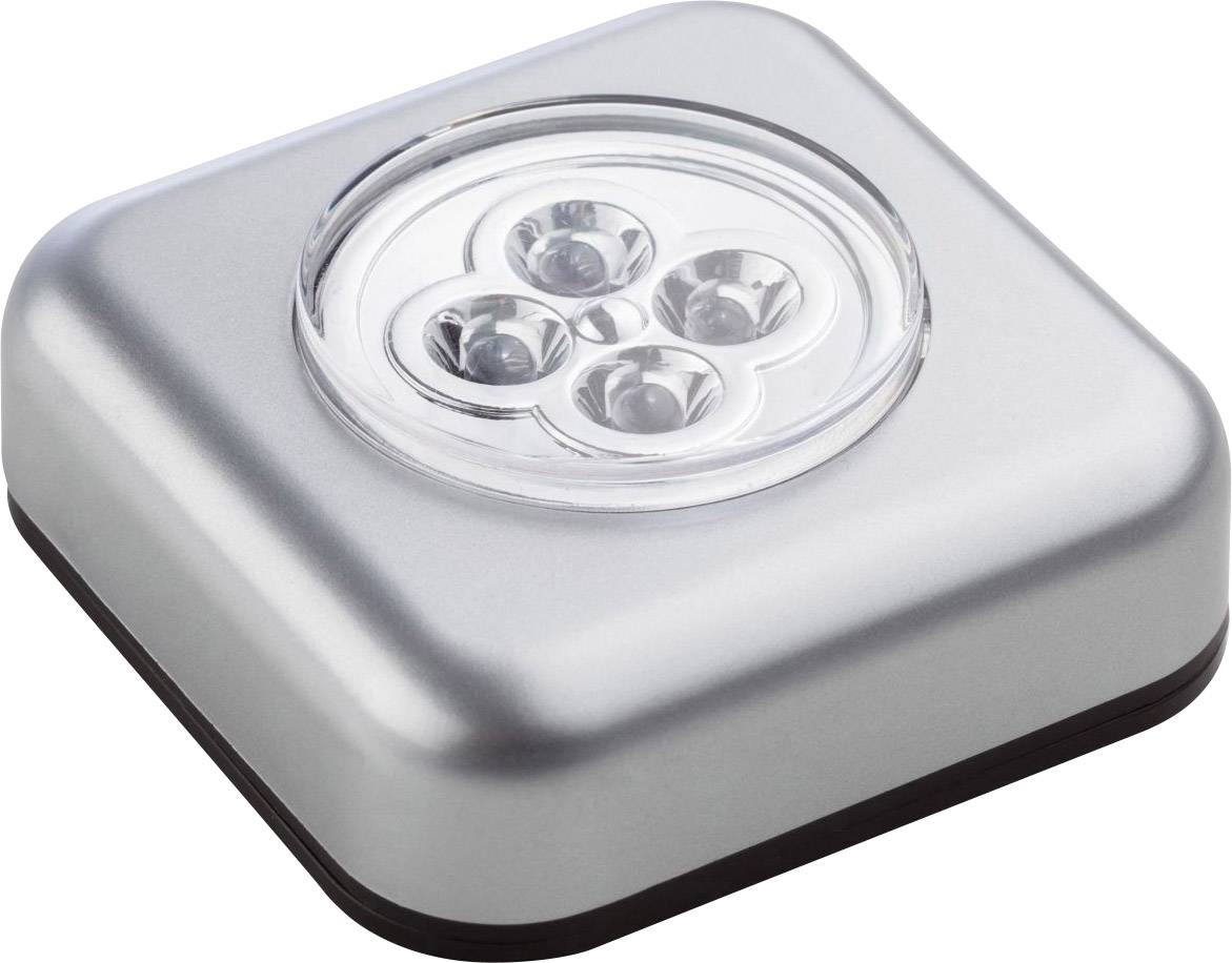 A square, silver-coloured LED light with a circular arrangement of five LEDs in the centre. Ideal for illuminating small areas.