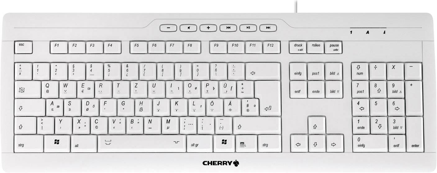 CHERRY Stream 3.0 T2 EU-Layout USB Keyboard QWERTZ (T2) Grey Ergonomic ...