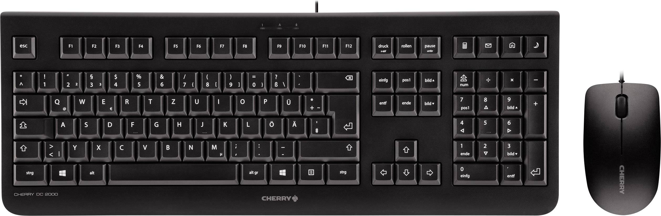 CHERRY DC 2000 USB Keyboard and mouse set German, QWERTZ Black
