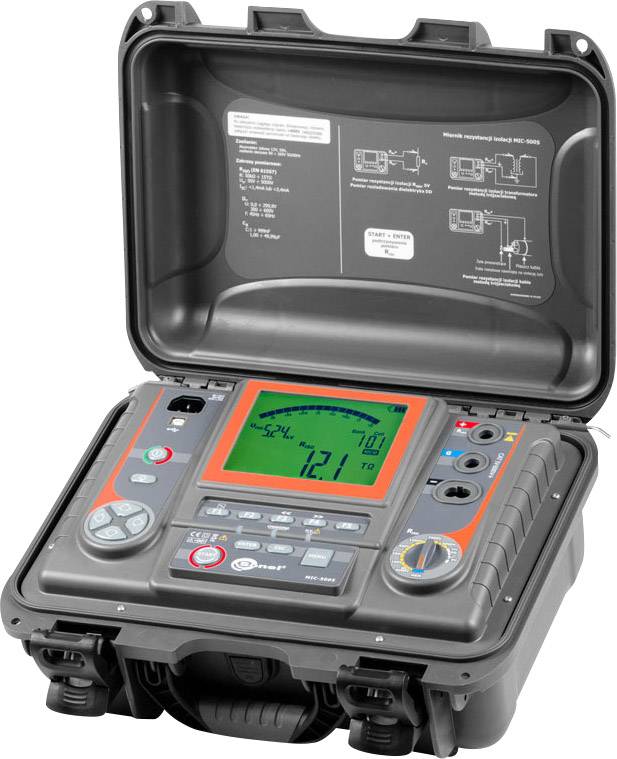 Sonel MIC-5005 Insulation tester Calibrated to (ISO standards) 250 V, 500 V, 1000 V, 2500 V, 5000 V 15 TΩ-1