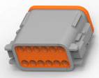 Grey and orange multi-pin connector, likely for electronic connections.