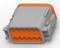 Grey and orange multi-pin connector, likely for electronic connections.