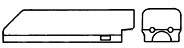 Cross-section of a brake disc: side and front view. Shows the shape and thickness of the disc and the position of the mounting elements.