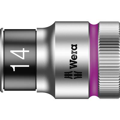 Socket wrench bit with the number '14', silver colour and a pink marking, brand 'Wera'.