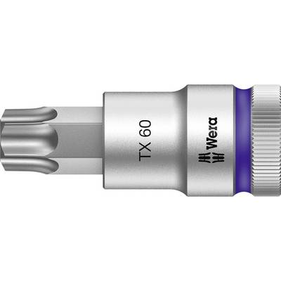 A Torx bit TX 60 from Wera, made of metal, with a blue ring for identification.
