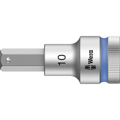 Socket insert marked with a '10'. Silver with a blue ring and 'Wera' logo. Used for screw-related work.