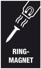 A symbol shows a screw being attracted by a magnet. Underneath it reads: 'Ring Magnet'.