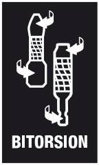 Two white bit keys on a black background with the word 'BITORSION' underneath.