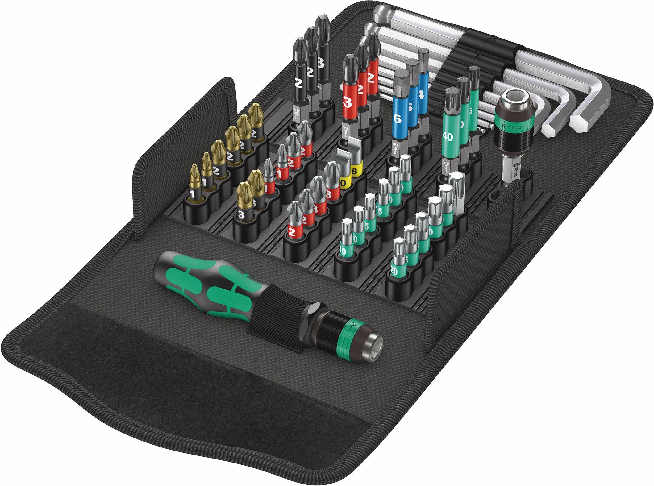 Wera Kraftform Kompakt 100 05057460001 Bit set 52-piece Slot, Pozidriv, Phillips, Star socket, Allen BiTorsion