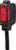A rectangular sensor with a red cover and two round mounting points on the side, cable connection at the bottom.