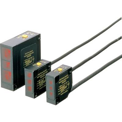 Three rectangular, black sensor devices with cables and red LED lights that can be used for industrial applications.