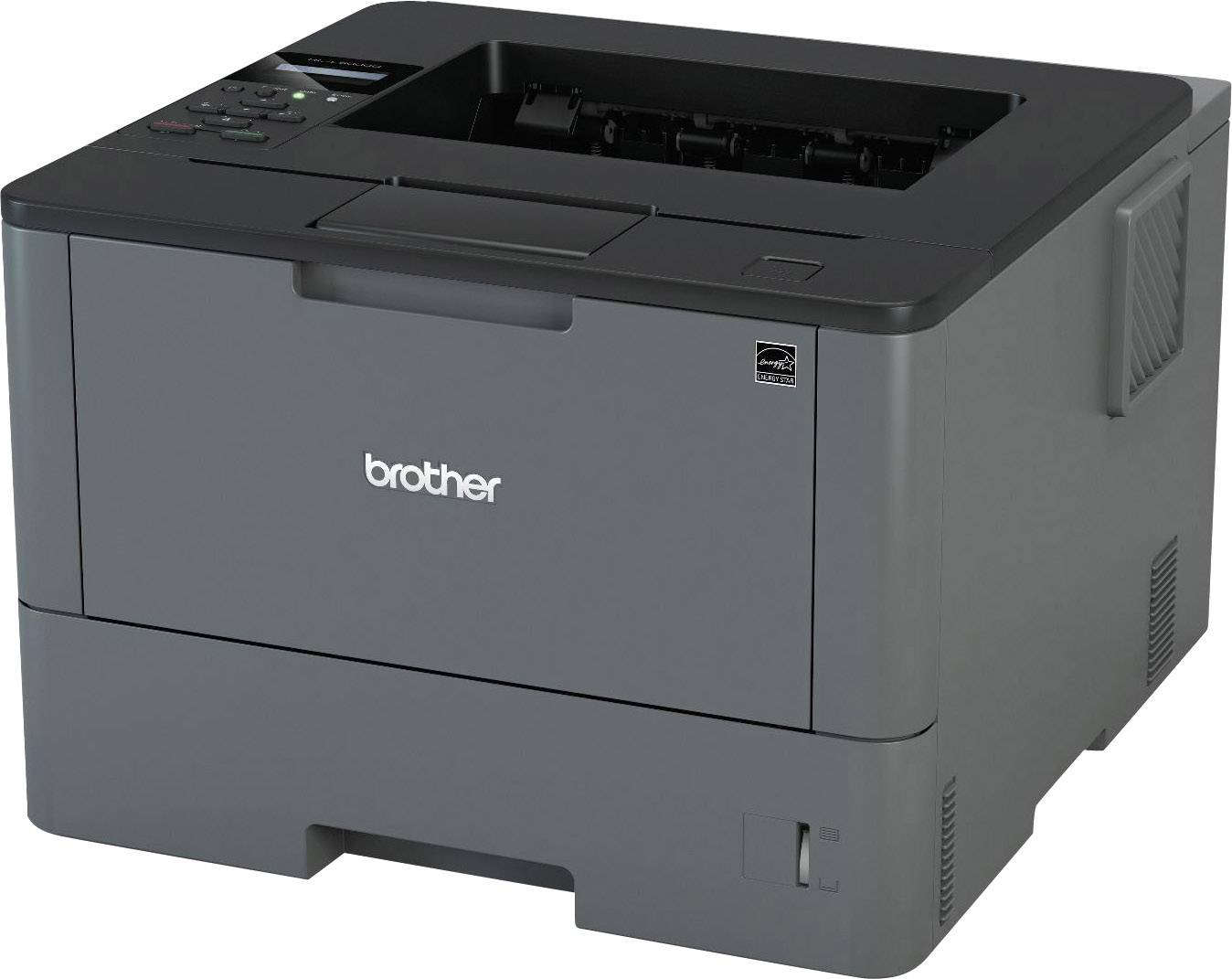 Black printer with Brother logo on the front, suitable for office or home use.