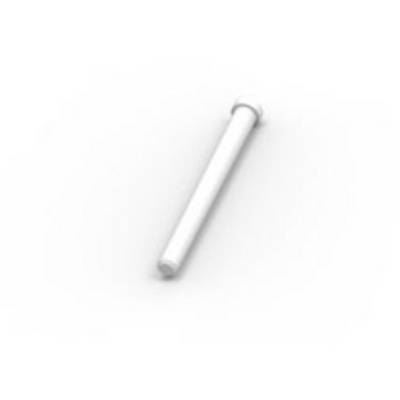 A white, horizontally positioned cylindrical object on a white background.