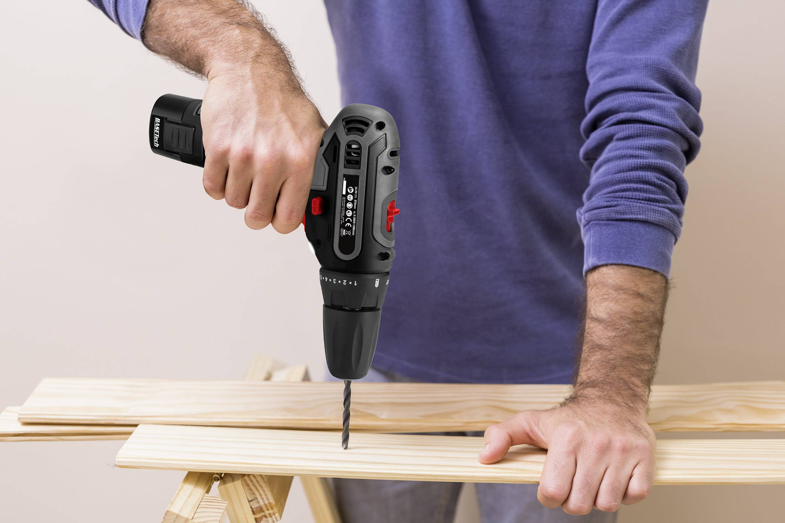 Basetech D008 Cordless drill 10.8 V 1.5 Ah Li-ion incl. rechargeables-3