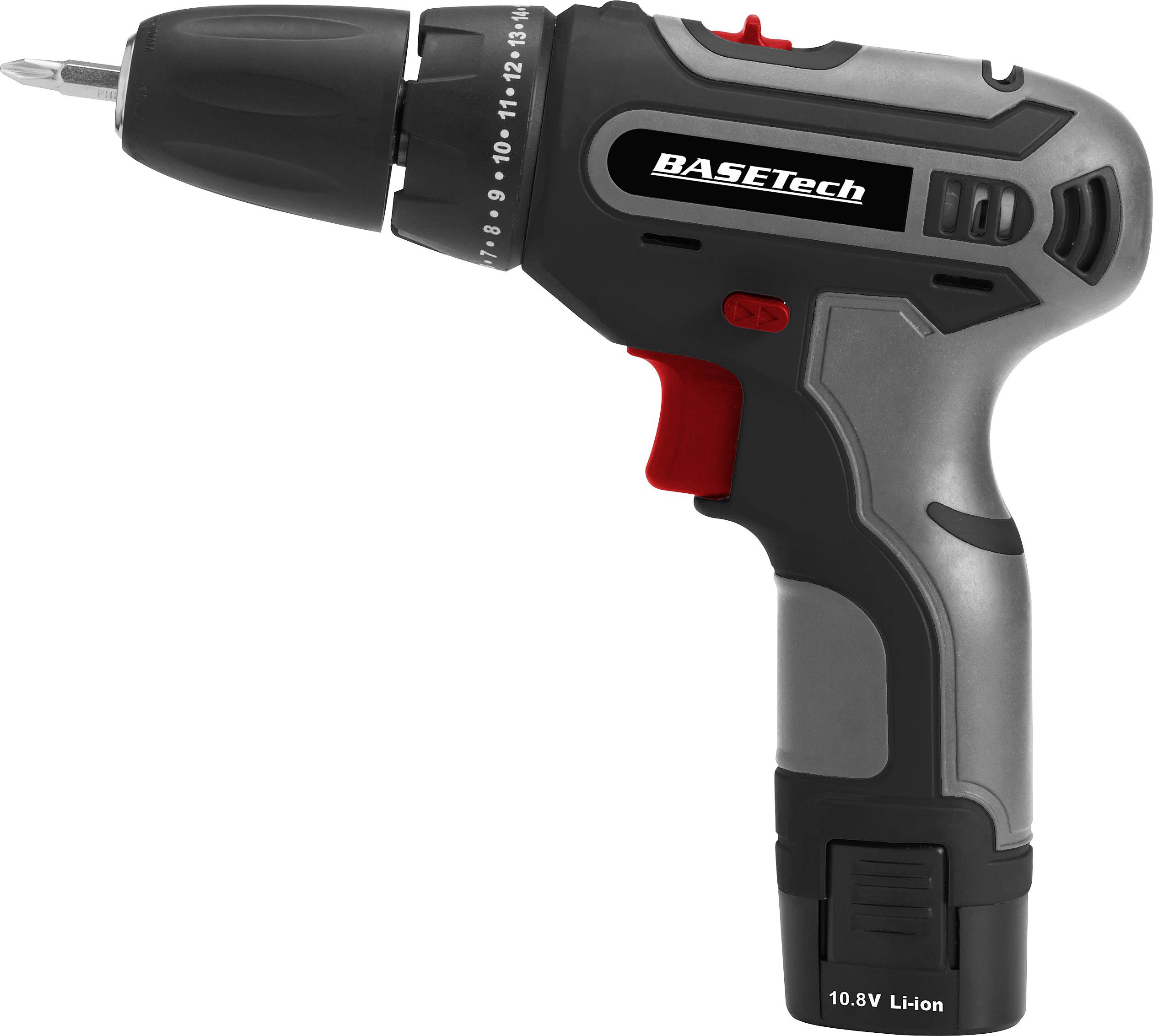 Basetech D008 Cordless drill 10.8 V 1.5 Ah Li-ion incl. rechargeables-1