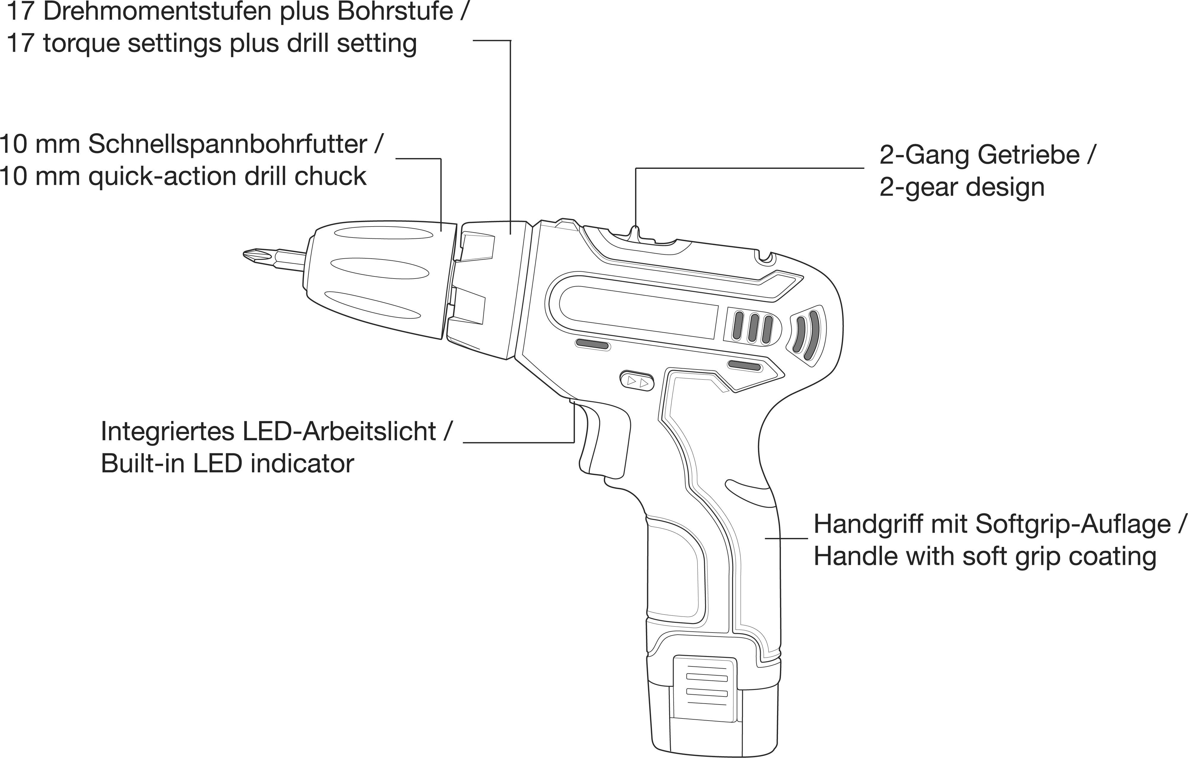 Basetech D008 Cordless drill 10.8 V 1.5 Ah Li-ion incl. rechargeables-5